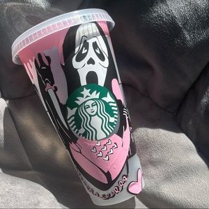 Custom Starbucks cold cup “scary movie” 🎥